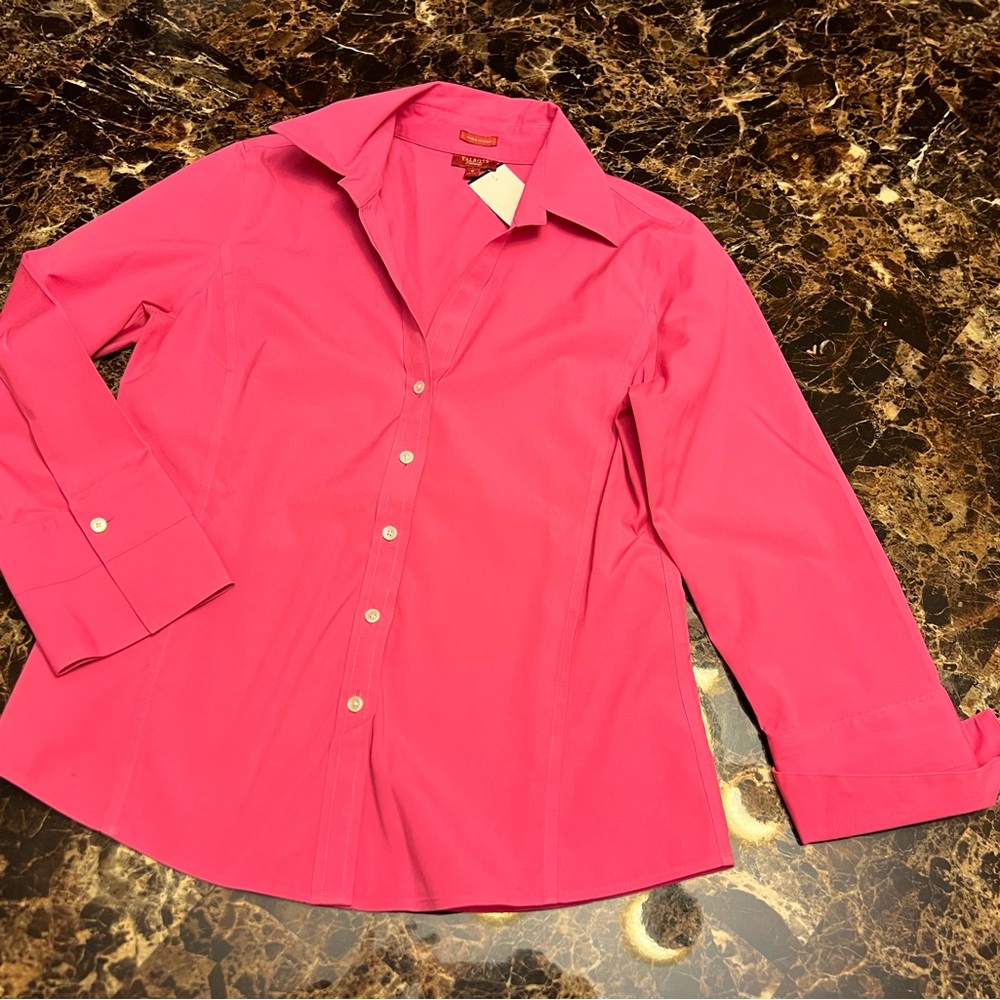 Talbots Wrinkle Resistant Pink Cotton Shirt - Picture 13 of 16